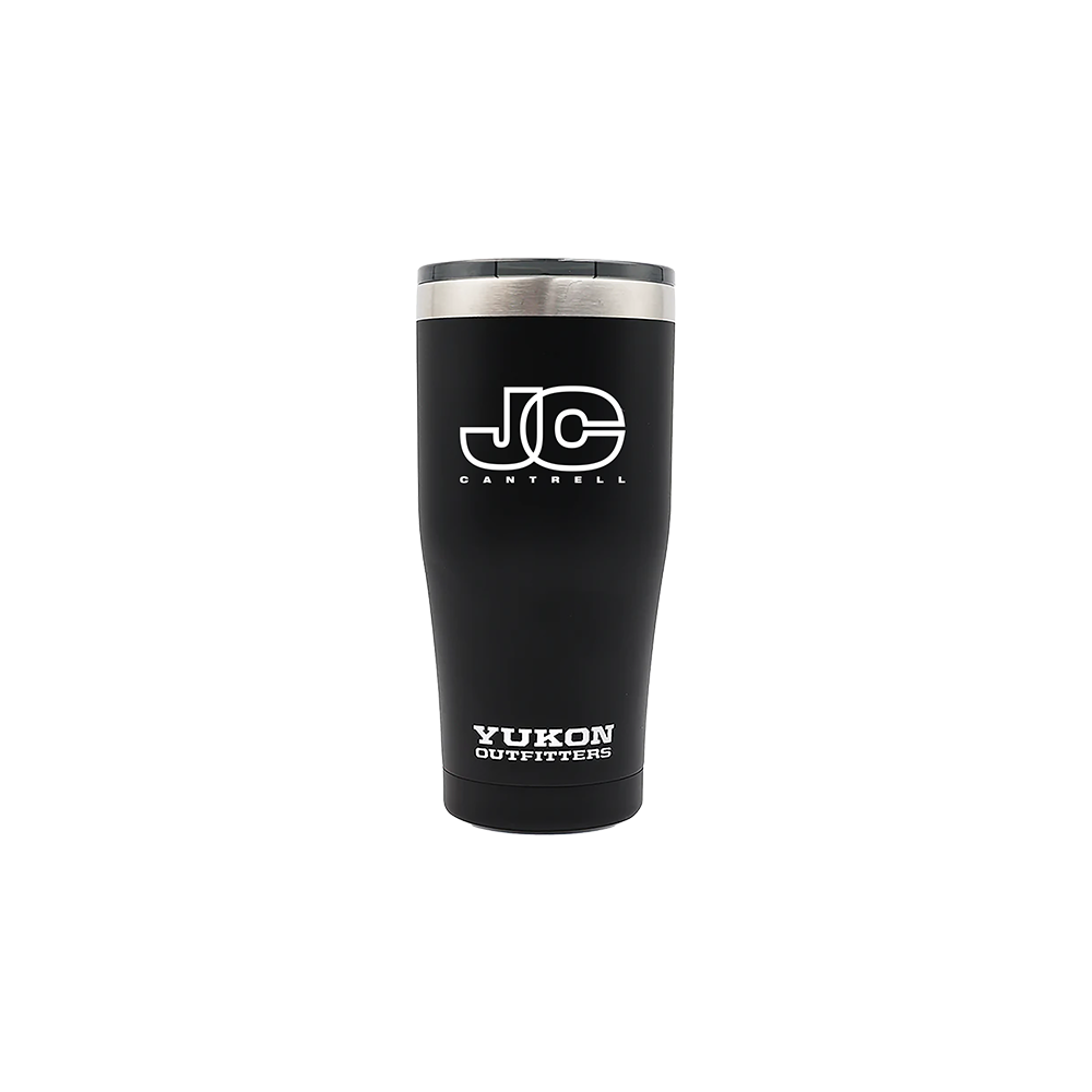 Official Jerry Cantrell Merchandise. 20oz Double Wall Vacuum Insulated stainless steel tumbler mug with a black powder coat and a white JC logo printed on one side. Keeps hot liquids for up to 6 hours and keeps cold liquids for up to 24 hours.